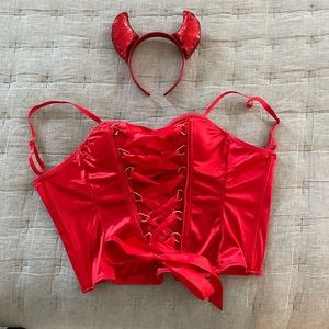 Red lace up corset